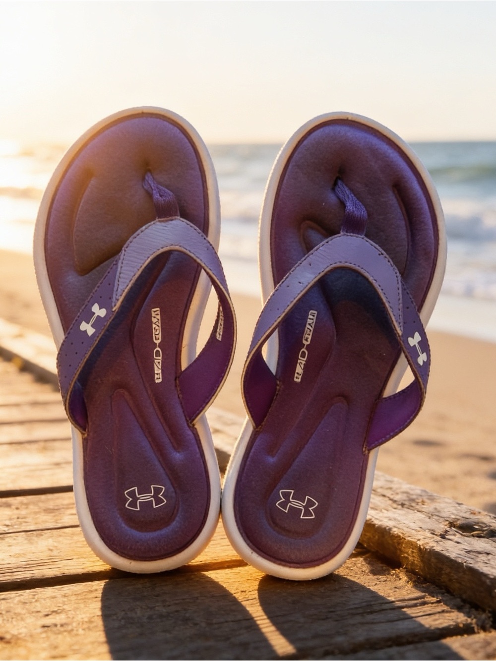 🪻UNDER ARMOUR Women’s Purple Foam-Comfort Thong Sandals